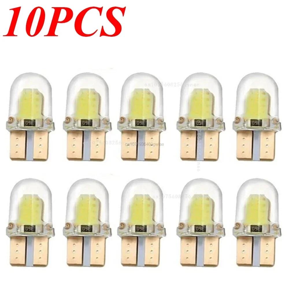 5/40PCS Light Bulbs LED W5W T10 COB 4SMD Led Parking Bulb Auto Wedge Clearance Lamp Canbus Silica Bright White License Amagi