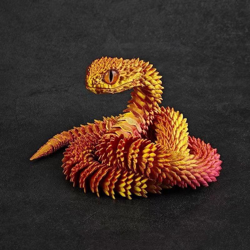 Stunning 3d Printed Snake Figurine With Articulated Joints And Lifelike Eyes For Unique Decor