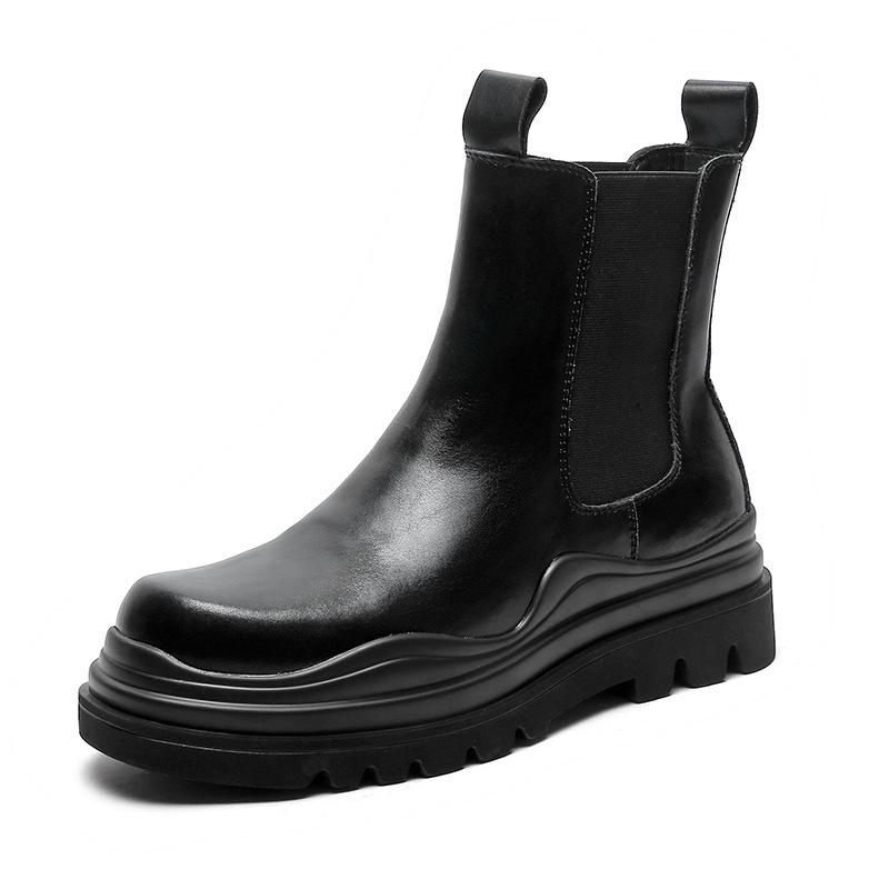 Mode Herren Casual Chelsea Boots Herbst Winter Schuhe Cowboy Original Lederstiefel Party Bankett Kleid Plateau Klobig Knöchel Botas Männer