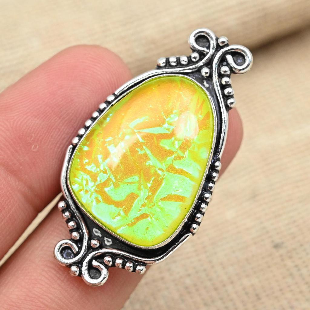Yellow Triplet Opal Gemstone 925 Sterling Silver Handmade Ring Women Jewelry