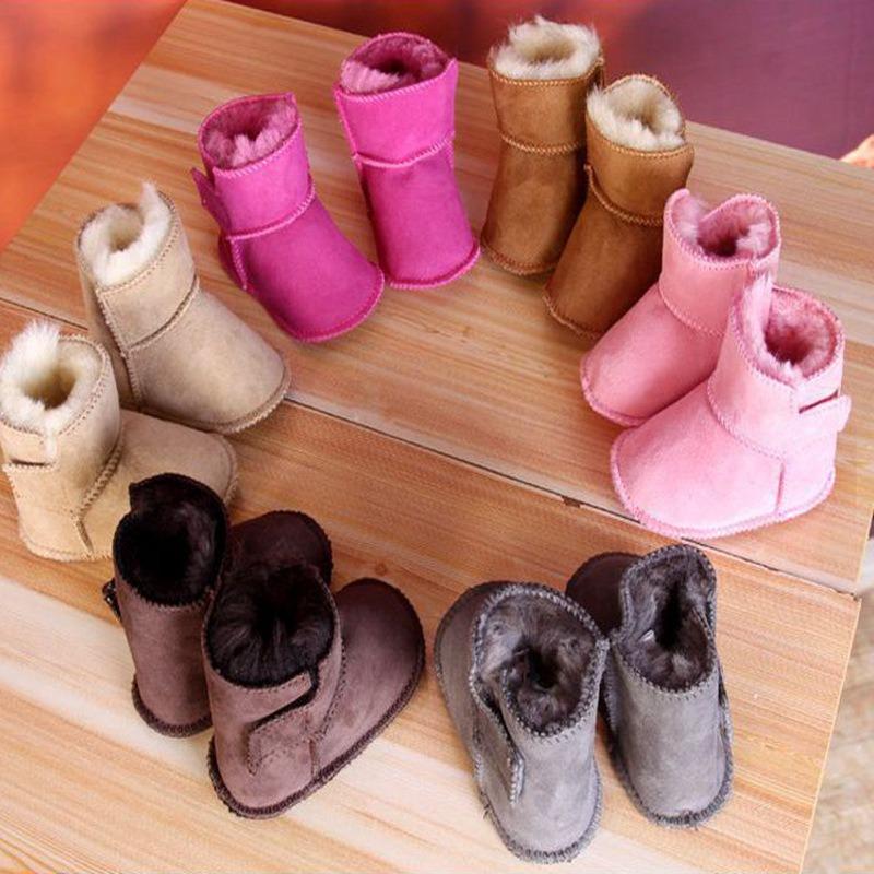 Soft Sole Sheepskin Fur Baby Shoes, Warm Cotton for Boys & Girls, 0-12 Months, Pre-Walker Winter Footwear