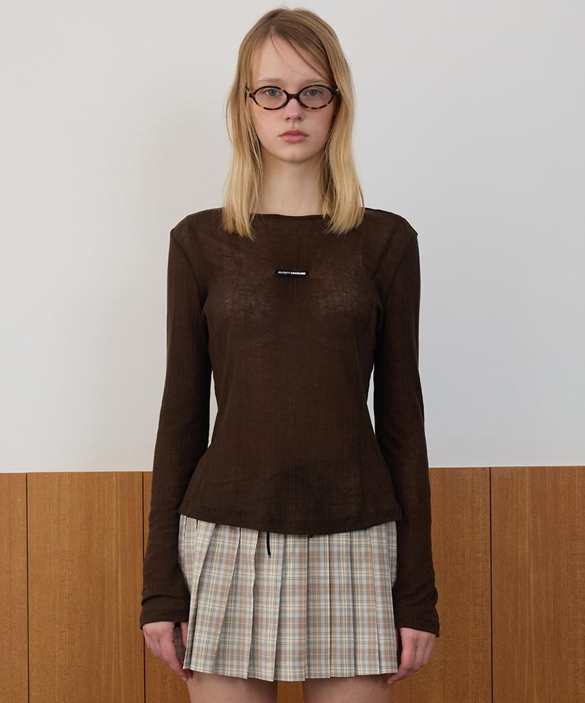 AVAM HOME Label Shirring Long Sleeve Tee Brown