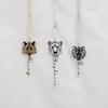 Jeshayuan Personalisierte Tierhalskette mit Namen Wolf Fuchs Bär Löwe Geometrischer Schmuck für Frauen Gedenkgeschenk für Sie