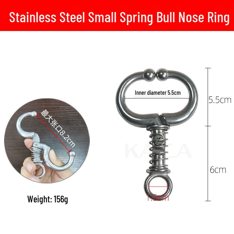 Stainless Steel Bull Nose Pliers for Cattle, Large Size, Punch-Free Spring Type Traction Tool