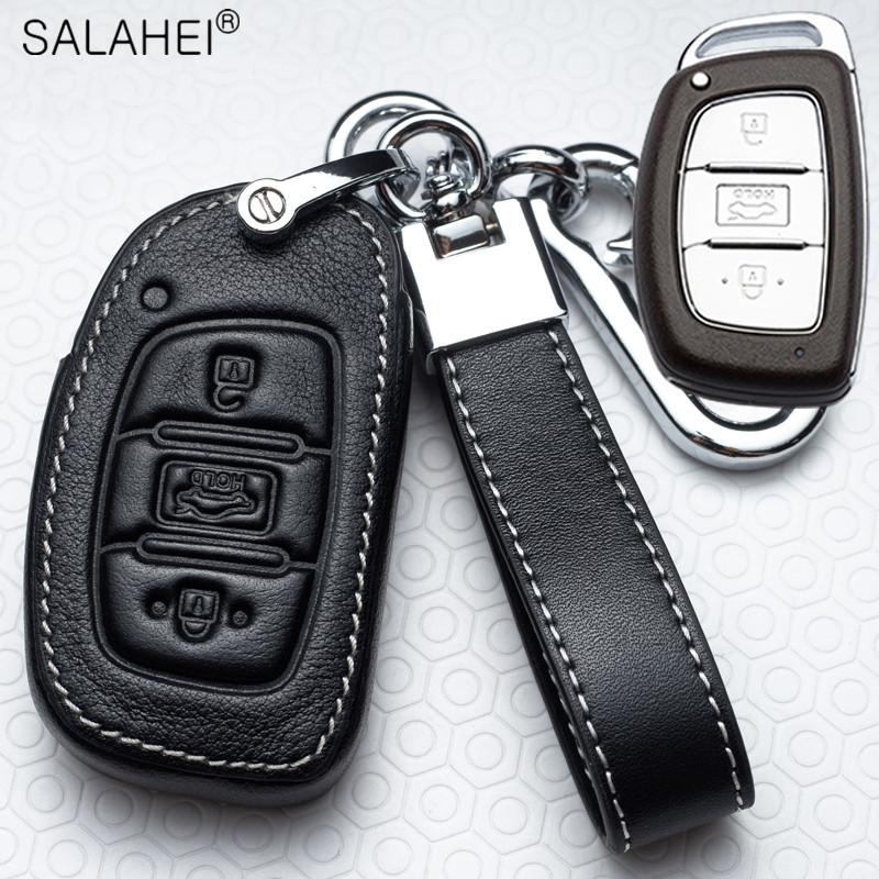Leather Car Smart Key Cover Case Holder Protection For Hyundai Tucson Mistra Ix25 Ix35 I20 I30 I40 Hb20 Tm