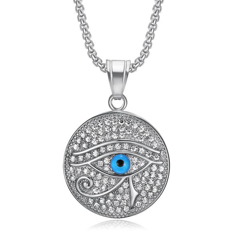 European and American Jewelry Gold-plated Rhinestone Blue Eye of Horus Pendant Necklace 2026
