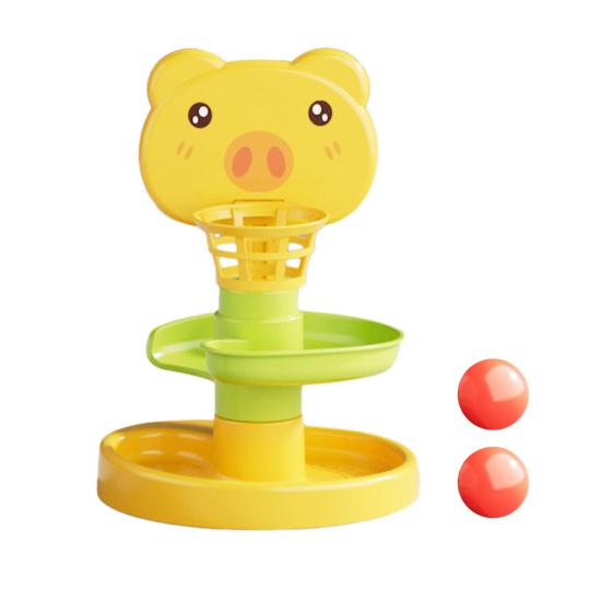 

Kids Ball Drop Tower 2/3/5/7/9 Layers Cartoon Pig Marble Run Track Toy Toddlers Boys Girls Educational Rolling Ball Slide Toy Dual Layer