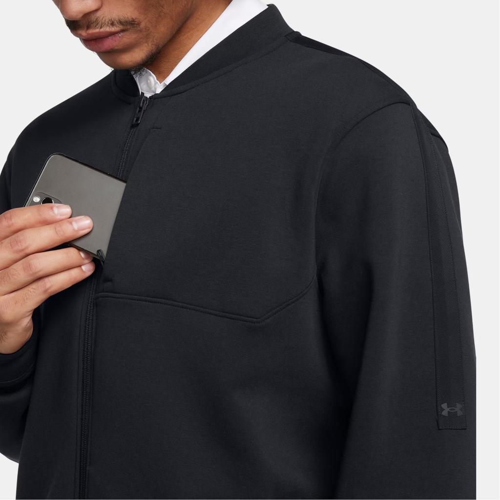 Under Armour Wskazówki na trasę Jednokolorowa kurtka golfowa typu flight Męska kurtka Czarna 1383148-001