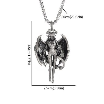 Fashion Gothic Wing Witch Demon Pendant Necklace Retro Gothic Unique Witch Necklace for Women Jewelry for Men Punk Jewellery