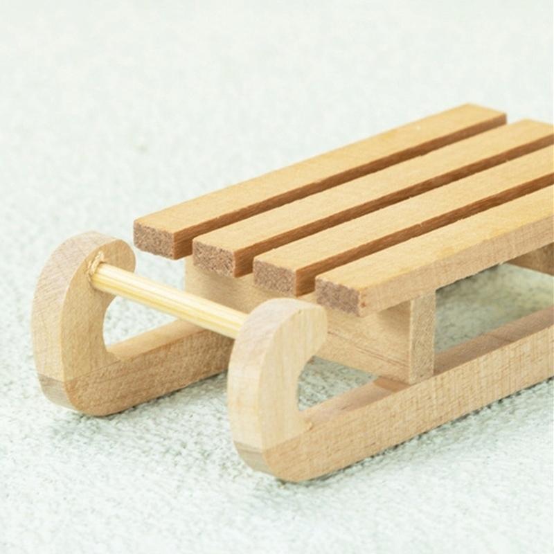 1:12 Casa delle Bambole Miniatura Slitta di Legno Slittino Decorazione Scena di Natale Giocattolo Casa di Gioco