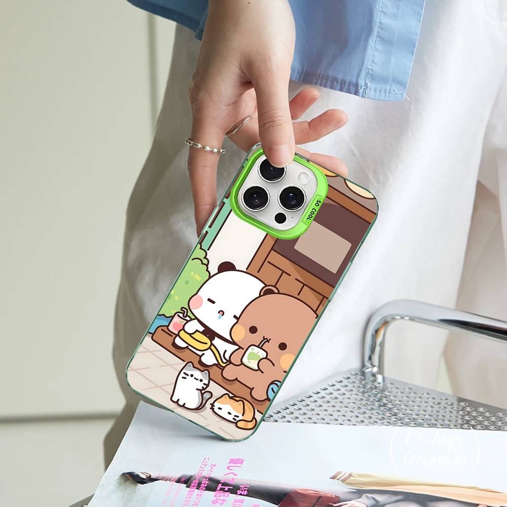 Cute Bubu Dudu For IPhone 11 12 13 14 15 16 17 Pro Max Plus Colorful Black Matte Phone Cover