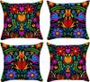 Mexican Fiesta Throw Pillow Covers Set Of 4 Dragonfly Flower Dahlia Pillow Case Day Of The Dead Dia De Los Cinco