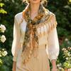 Fashion Boho Lace Trim Triangle Scarf Women Ladies Tassel Fringe Shawl Wrap Summer Beach Headscarf Holiday Waist Sash Belt