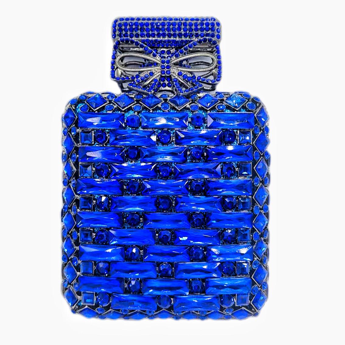 

WHTUOHENG Glass Women Evening Bag Perfume Bottle Green/White/Red Women Crystal Wedding Dinner Purses Rhinestone Lady Handbags 17cmX10.5cmX5cm королевский синий