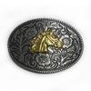 Patterned Horse Head Cowboy Higanbana Ethnic Oval Alloy Belt Buckle