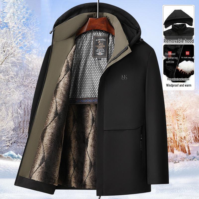 

Men s Winter Dad Style Fleece-Lined Thick Parka, Cotton-Padded Jacket, Warm Clothing for Middle-Aged and Elderly 200 (185-205 jin)