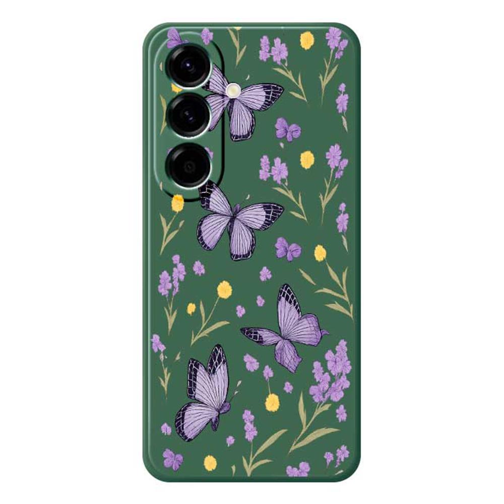 For Samsung Galaxy A56 5G Case Purple Butterflies Pattern Printing Straight Edge TPU Phone Back Cover