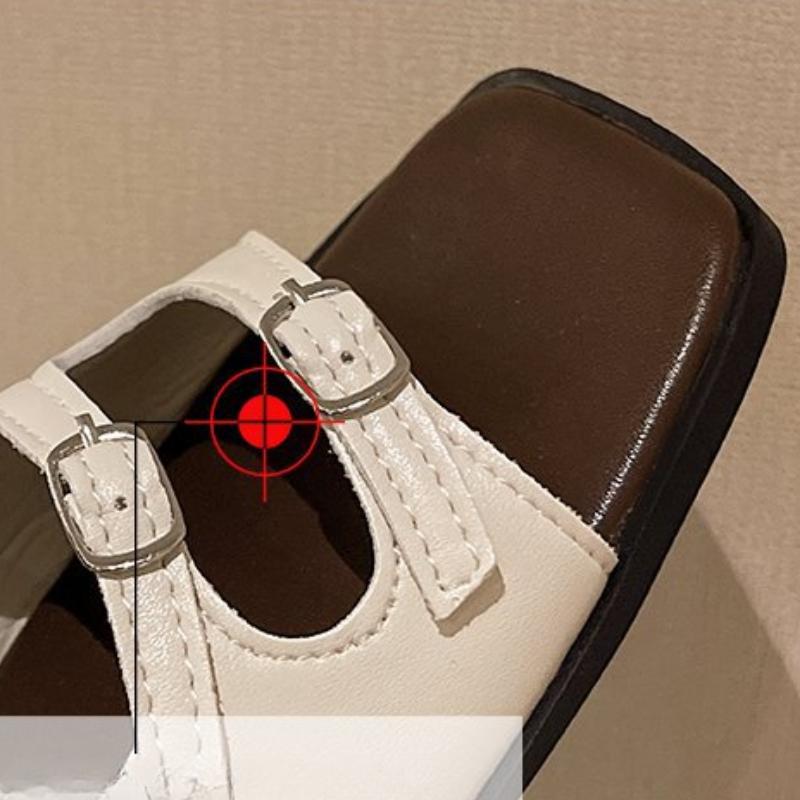 Women's Roman Strap Sandals Belt Buckle Flat Women's Casual Outdoor Sandals Thick Bottom Leather Slippers Metal Buckle Slippers