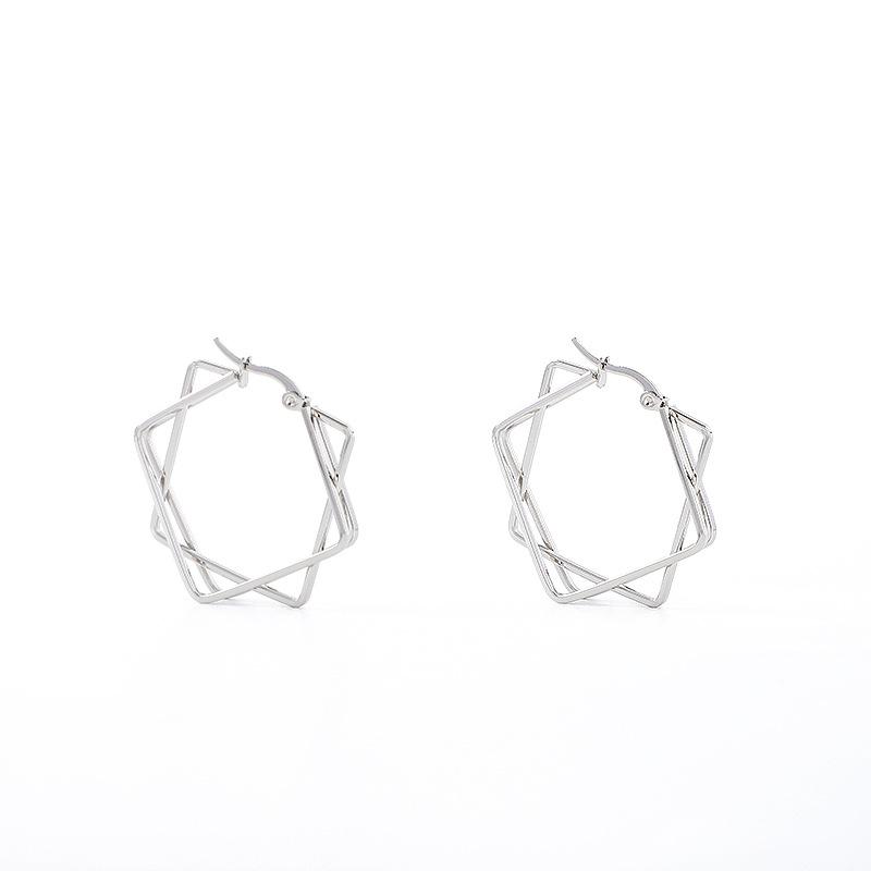 

Геометрические многослойные квадратные серьги из 18-каратного золота с титановой сталью, застежки из нержавеющей стали, простые трендовые серьги