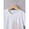 European Sizes Girls' Summer Short Sleeve "Little Elephant Love" Print T-Shirt