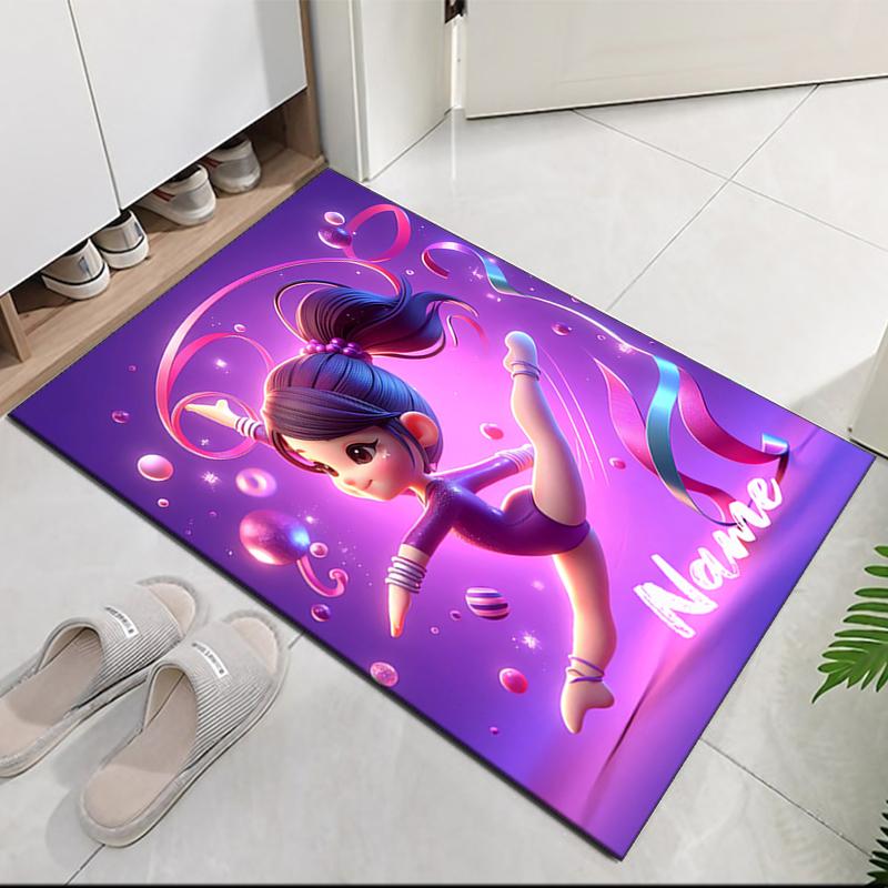 Custom Name gymnastics Printed Carpet, for Office Chair Living Room Bedroom Kitchen Room Decor Gifts.