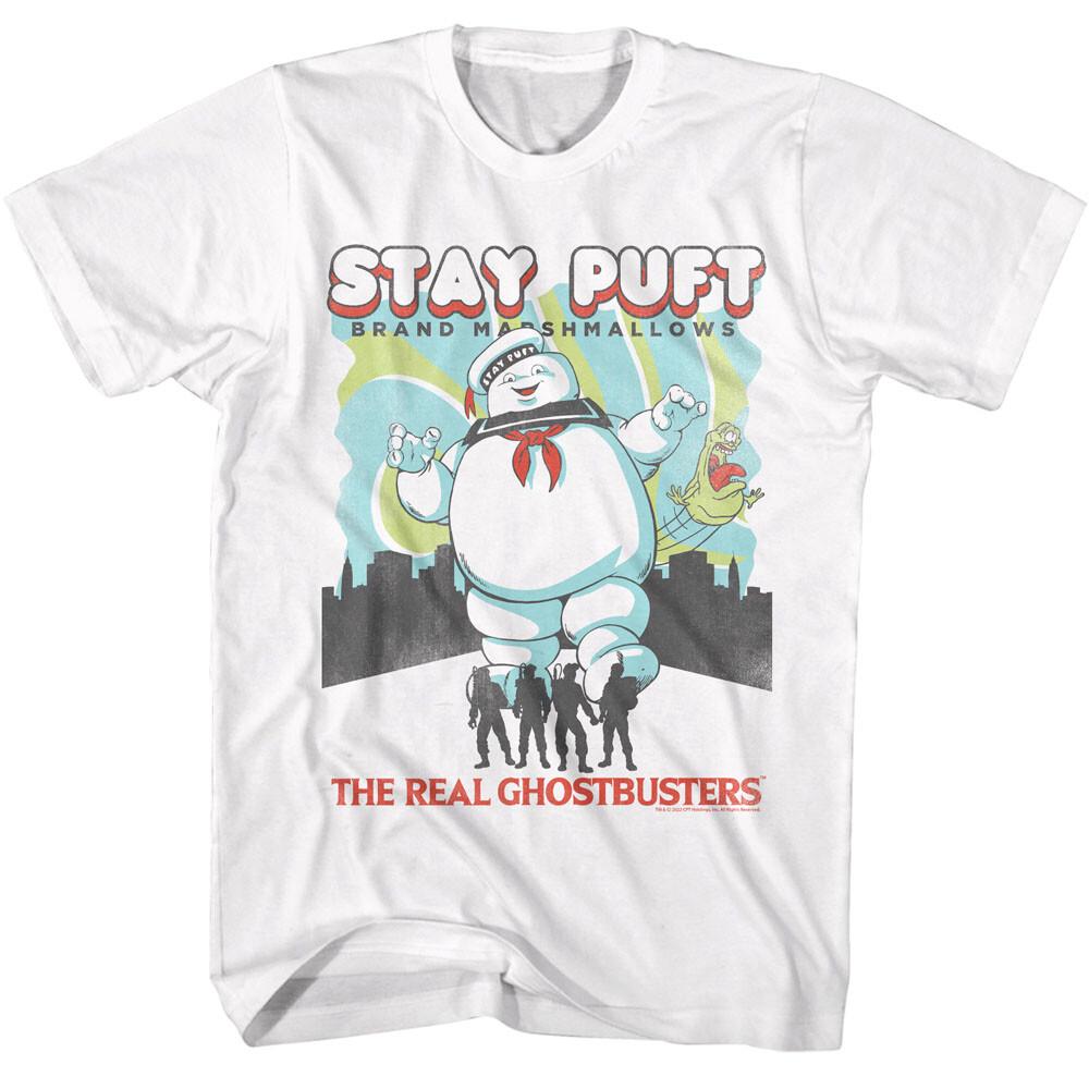 The Real Ghost Busters Movie Stay Puft Marshmallows City Outline Men T Shirt S