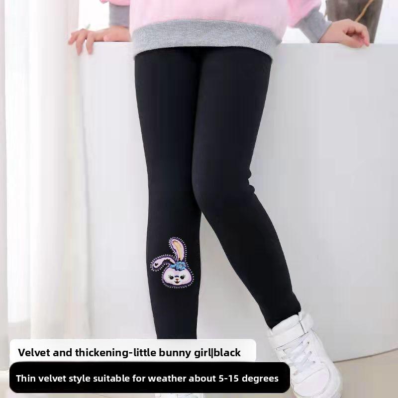 Mädchen Leggings Herbst Winter Plus Samt Hosen Cartoon Mädchen Druck Kinder Warme Hosen