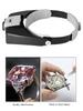 LED Light Magnifying Glasses Hands Free Illuminated Magnifier 1.5x 3x 8.5x 10x Adjustable Band for Reading Jewelers