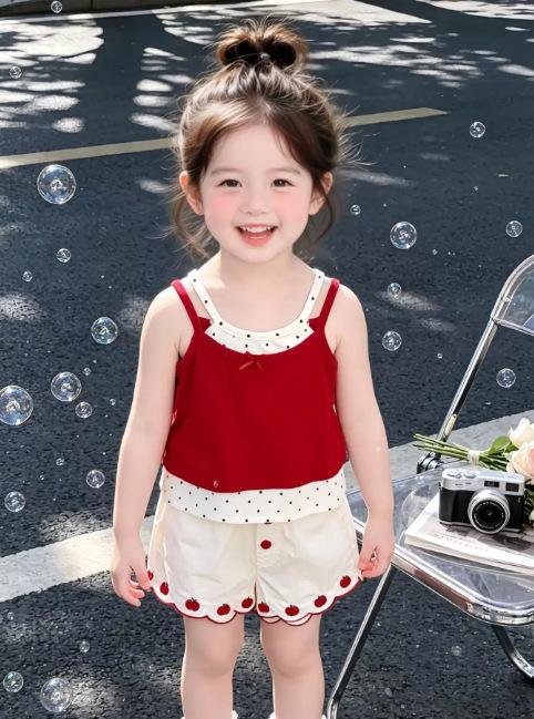 Summer Baby Girl Polka Dot Camisole And Shorts Set Cute Two Piece Outfit 90