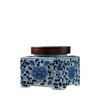 Blue and White Porcelain Tea Pot with Lid Ceramic Seal Candy Coffee Bean Medicinal Material Pot Tea Warehouse Square Container
