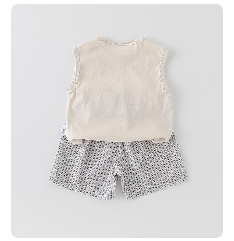 Cute Cartoon Tank Top & Casual Shorts Set for Baby Boys, Lightweight Summer Outfit for Infants & Toddlers, Class A.