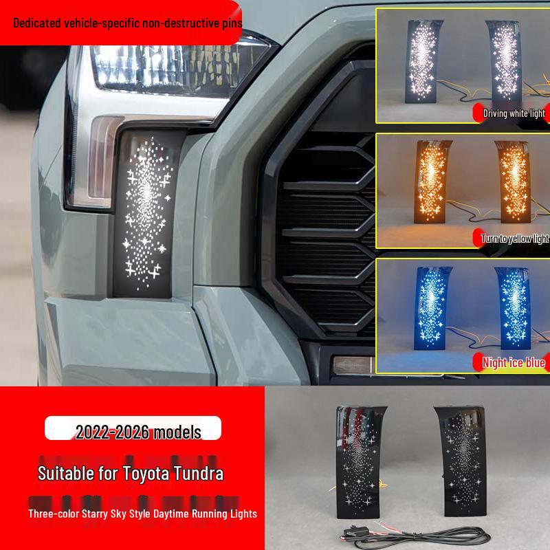 LED Daytime Running Turn Signal Fog Lights for 2022-2025 Toyota Tundra Front Bumper