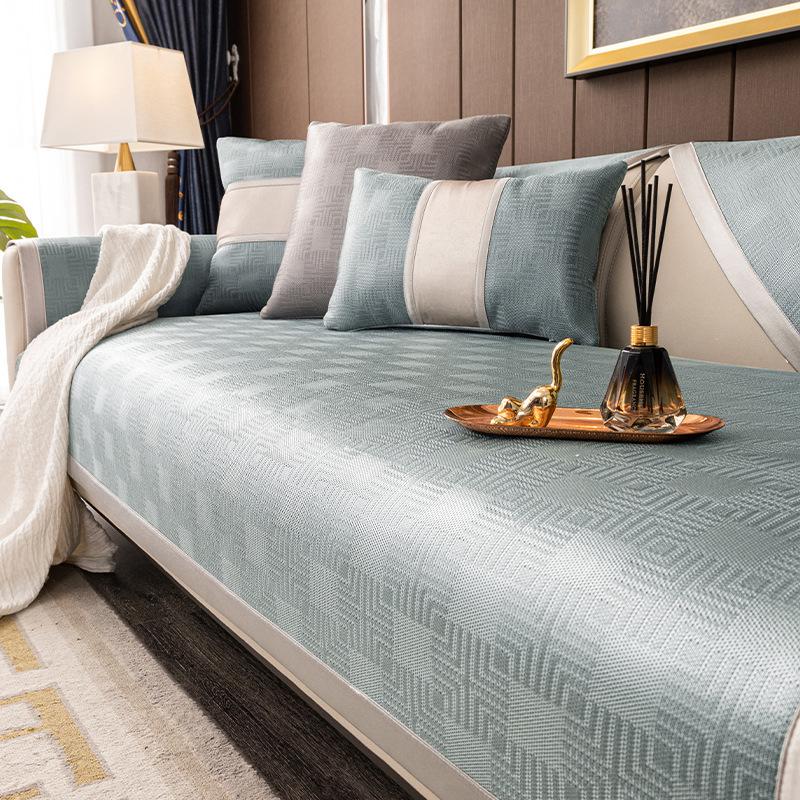 Ice Silk Sofa Cushion Leather Light Luxury Summer Summer Seat Cushion for Summer Simple Modern Non-Slip Leather Sofa Cover