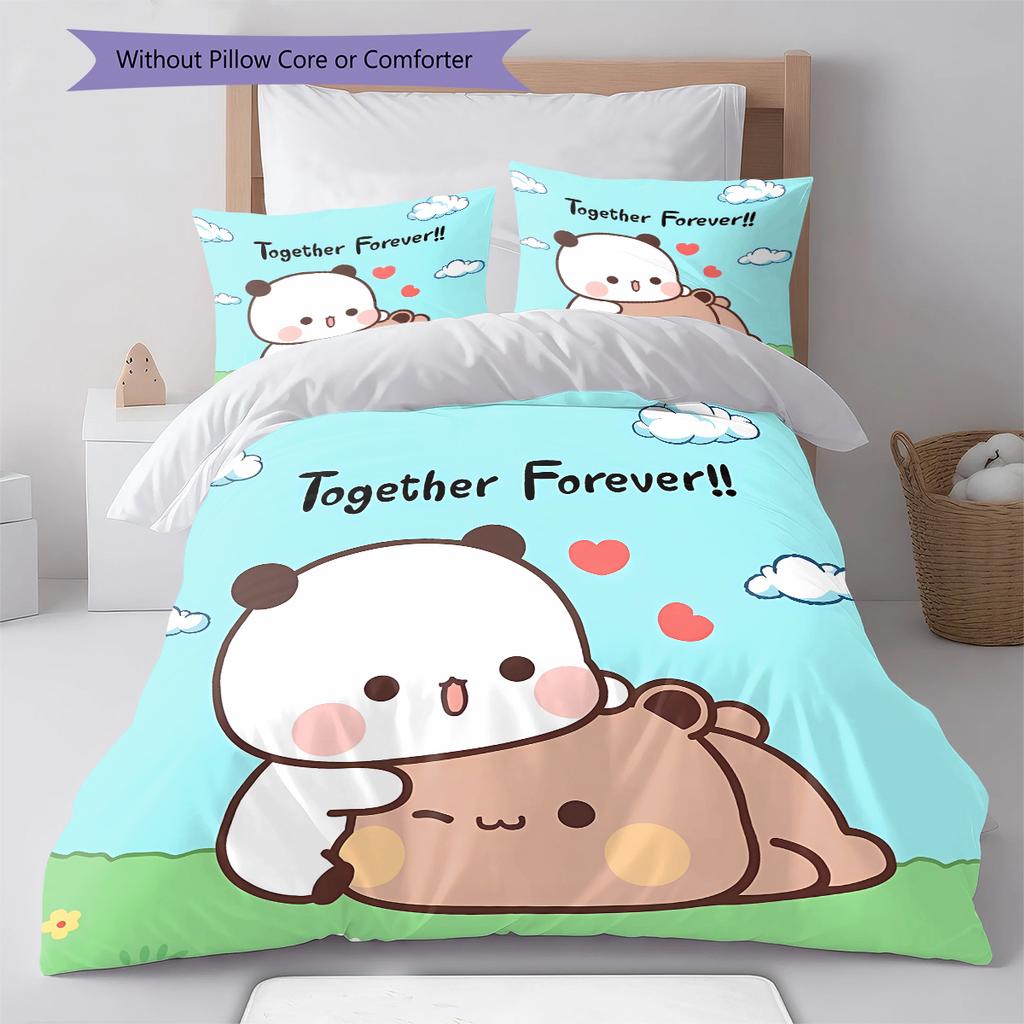 H260212Peach Goma Pattern Bedding,Quilt Set Quilt Cover Pillowcase Home Birthday Gift (1 * duvet cover + 2 * pillowcase, without core)