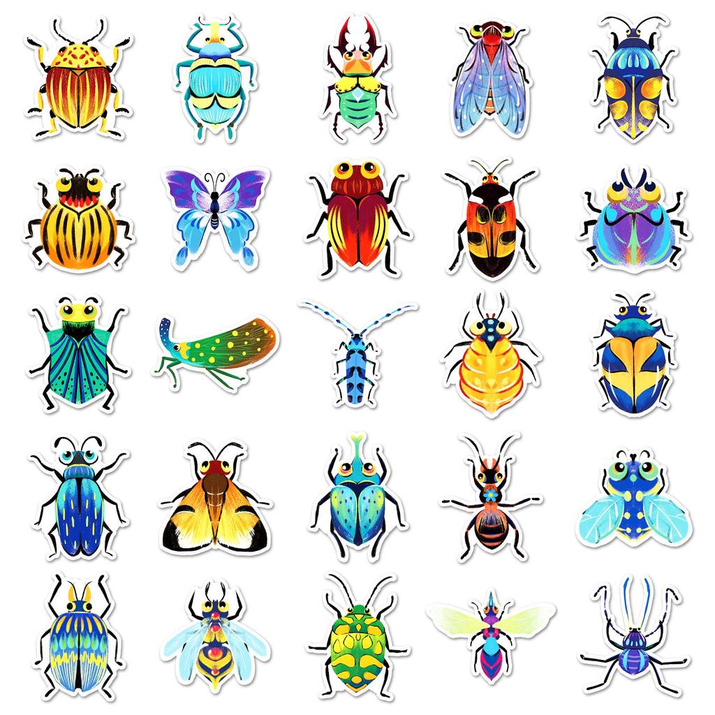 51-Piece Waterproof Insect Cartoon Stickers: Original, Non-Infringing Animal Designs for Decorating Journals