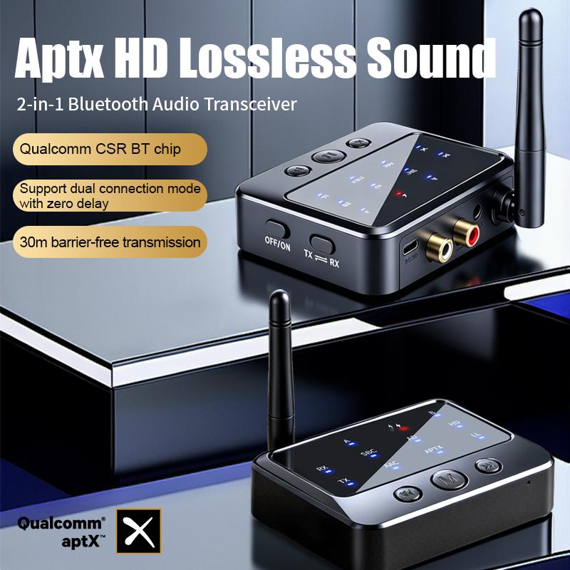 Dual Steam Bluetooth 6.0 Receiver Transmitter aptX HD/LL Low Latency 3.5mm AUX RCA Jack Wireless Audio Adapter For PC TV
