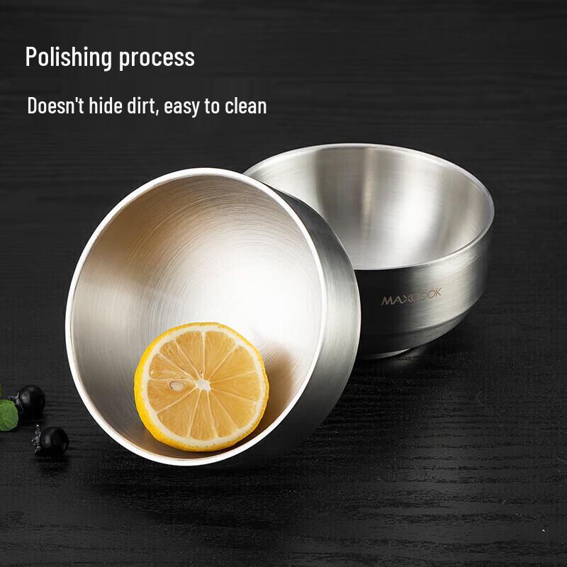 MAXCOOK 13CM 304 Stainless Steel Insulated Soup Bowl Set (2-Pack)