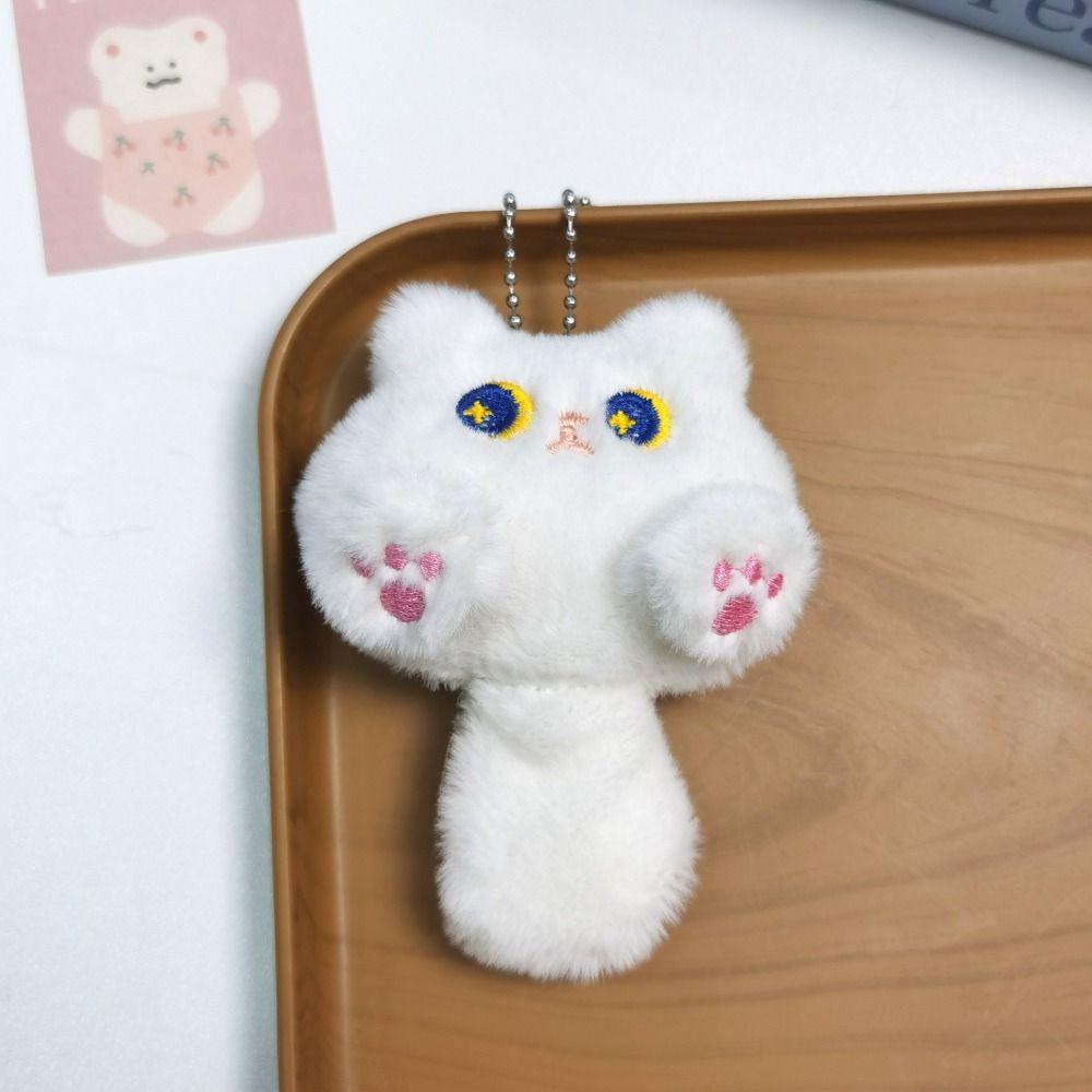 Cartoon Cat Plush Keychain Plush Stuffed Bear Pendant with Tail Funny Rabbit Doll Keyring  Couple