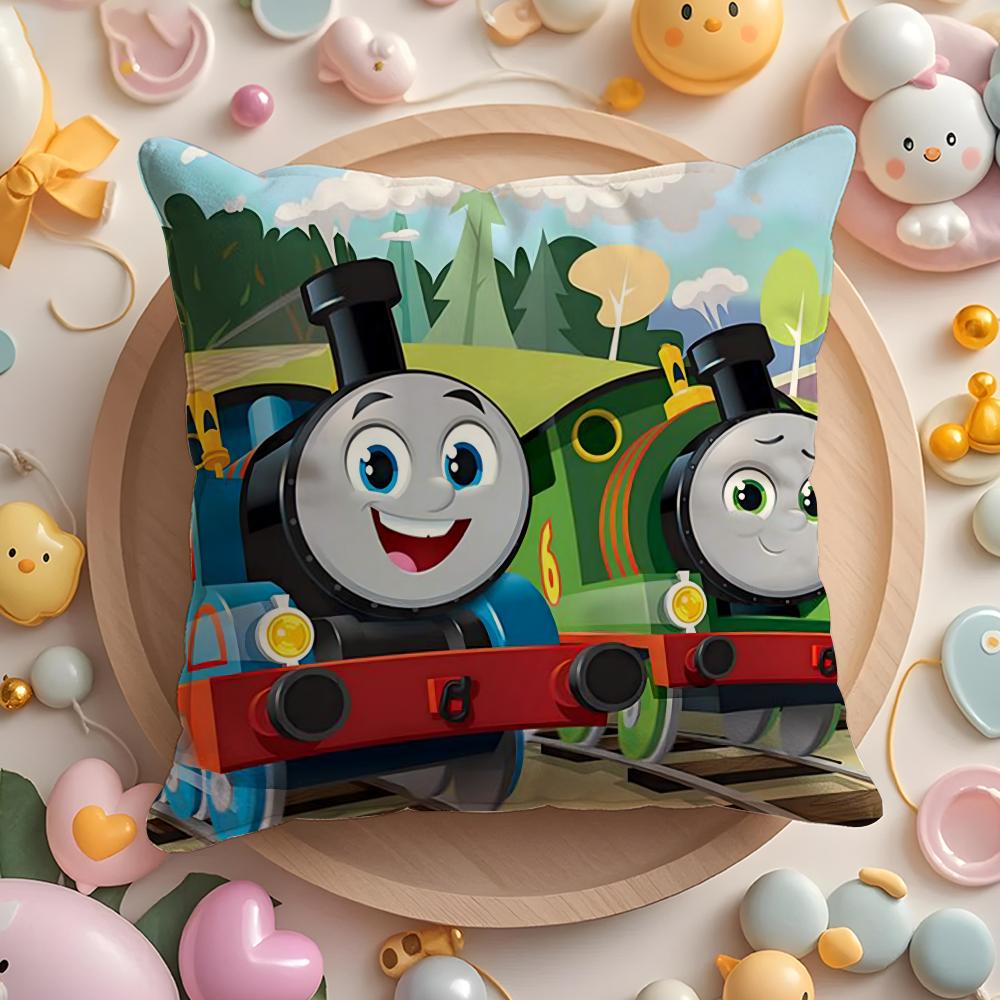 T-Thomas The Train Pillow Case Soft Plush Fabric Double-Sided Printed Cushion Cover Warm Winter Sofa Pillow Case