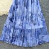 Women's French Style Tie-Waist Lantern Sleeve Chiffon Top & High-Waist Skirt Set