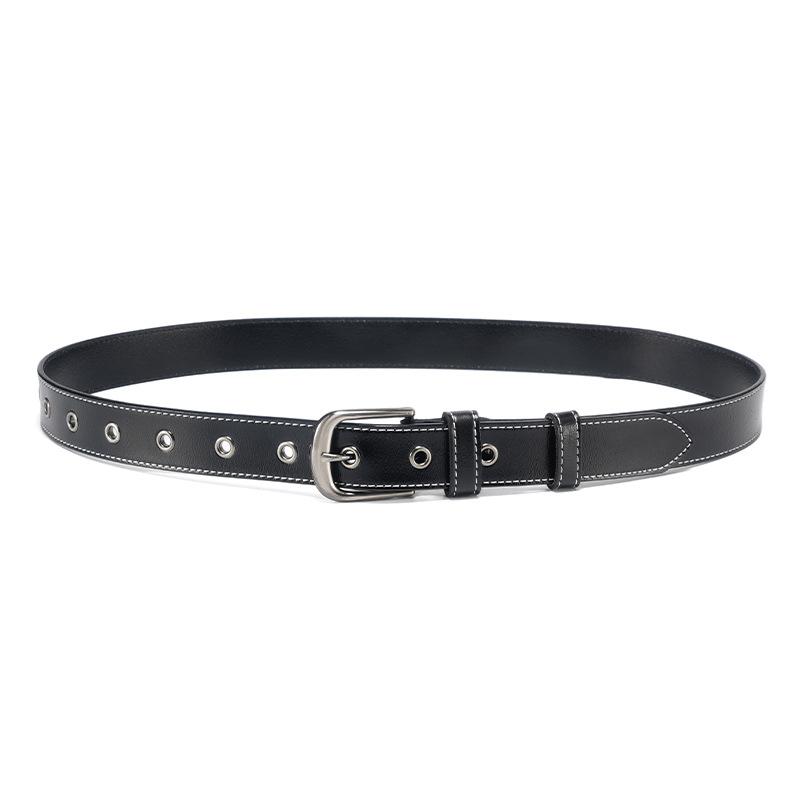 Women's Top Layer Cowhide Korean Wide Jeans Belt Simple Pin Buckle Casual and Versatile 3.0 Car Line Belt