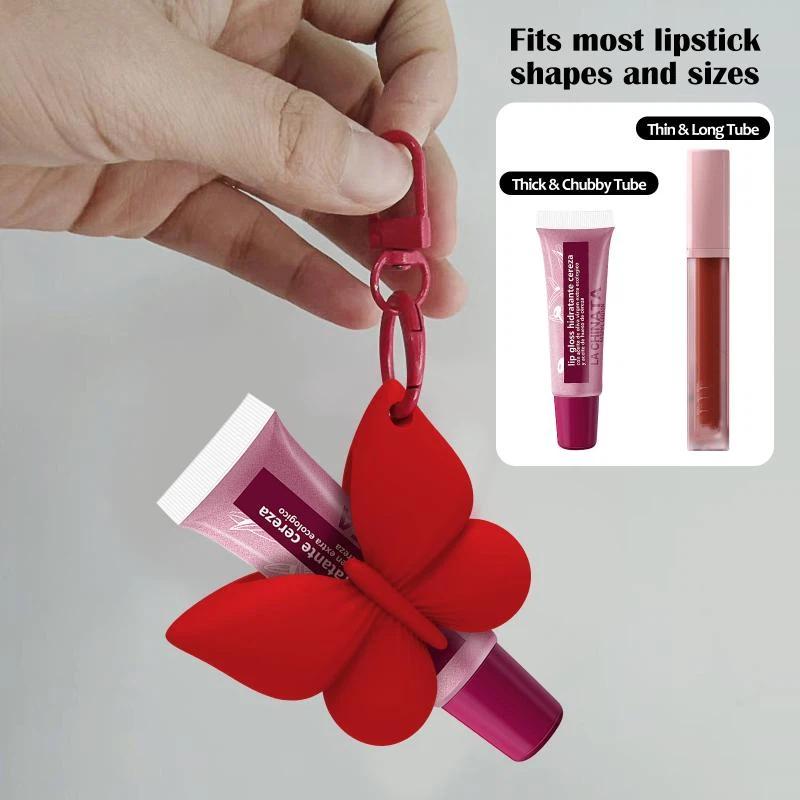 Portable Silicone Lip Balm Holder Keyring for Easy Access Stylish Bowknot Design