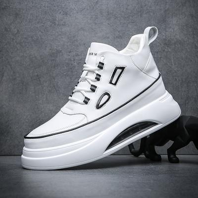 High-top Men's Shoes Autumn and Winter New Trendy Men's Shoes Thick-soled Air Cushion White Shoes Sports and Leisure Board Shoes Versatile Trendy Shoe