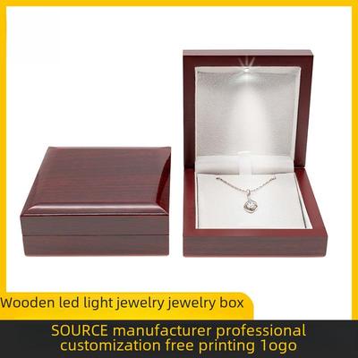 Wooden Jewelry Box with LED Light for Rings, Pendants, Bracelets, Earrings, and Necklaces