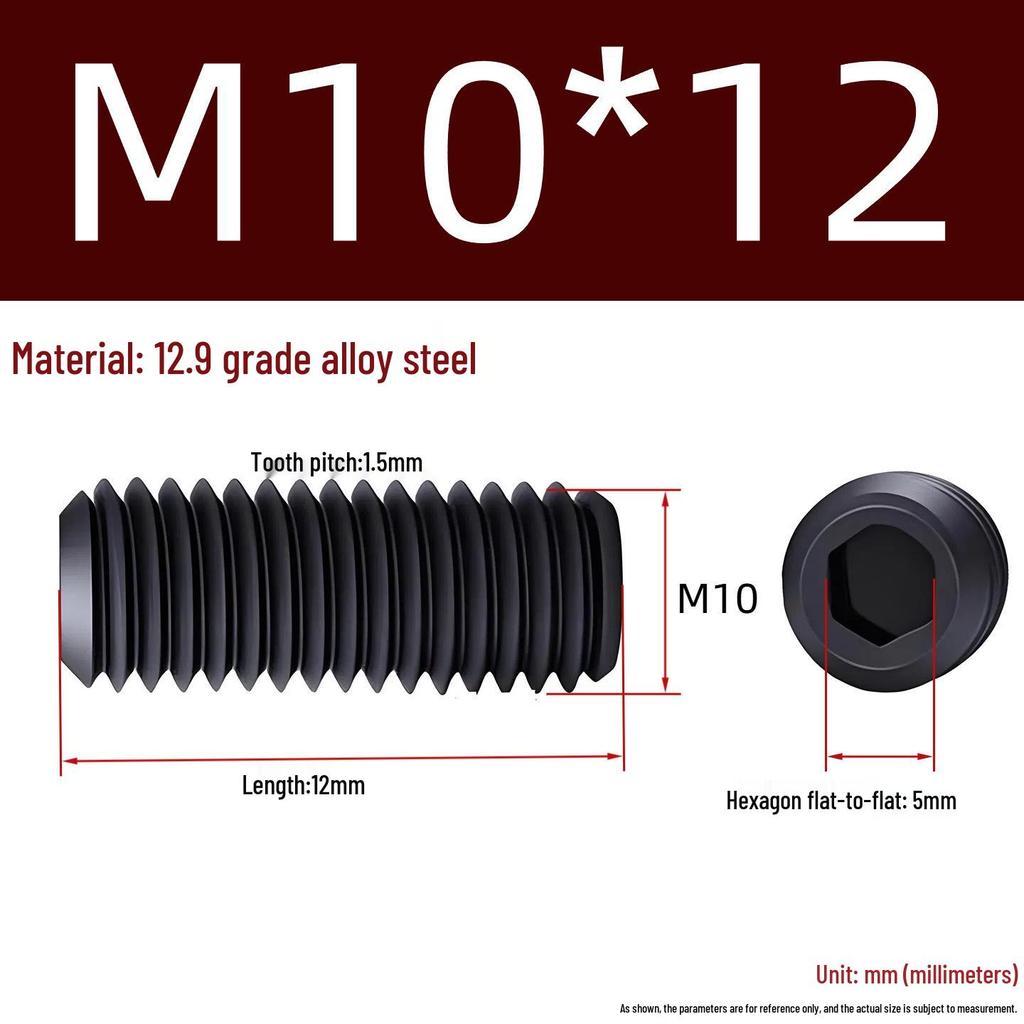 Grade 12.9 Hex Socket Headless Set Screw (M3-M16)