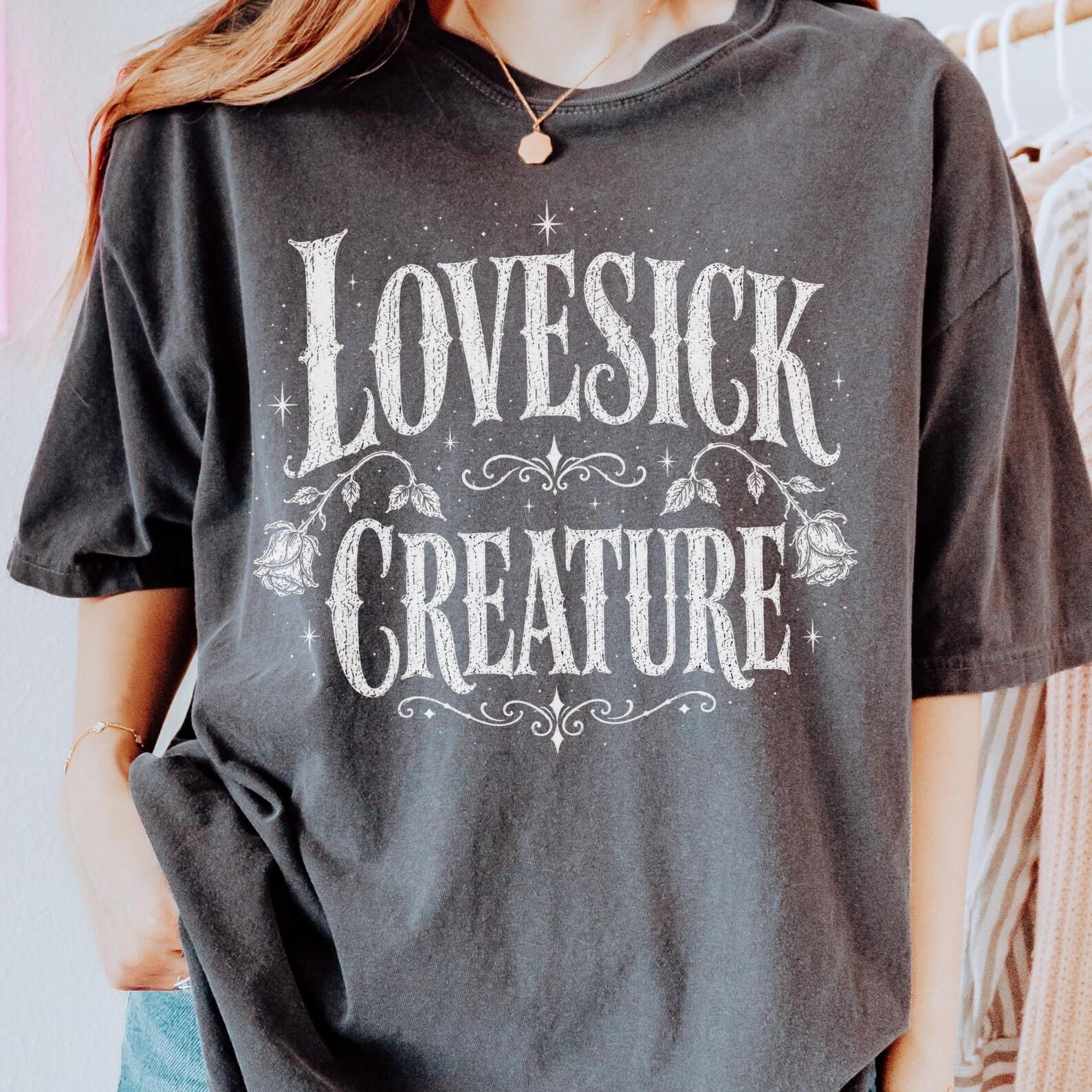 Lovesick Creature Shirt | Gothic Typography Tee Dark Romance Graphic Shirt 2XL