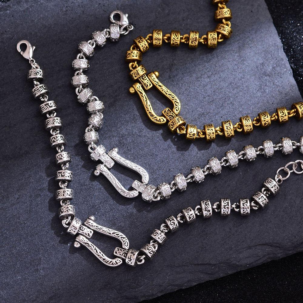 Light Luxury Retro U-Shaped Tang Grass Horseshoe Bracelet, Feminine Temperament Design, Personalized High-Grade Versatile Trend Hand Jewelry