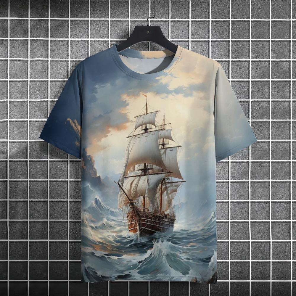 Summer Sailor Ocean 3D Print T-Shirts Streetwear Men FashionCasual Oversized O-Neck Short Sleeved T Shirt Tees Tops Clothing