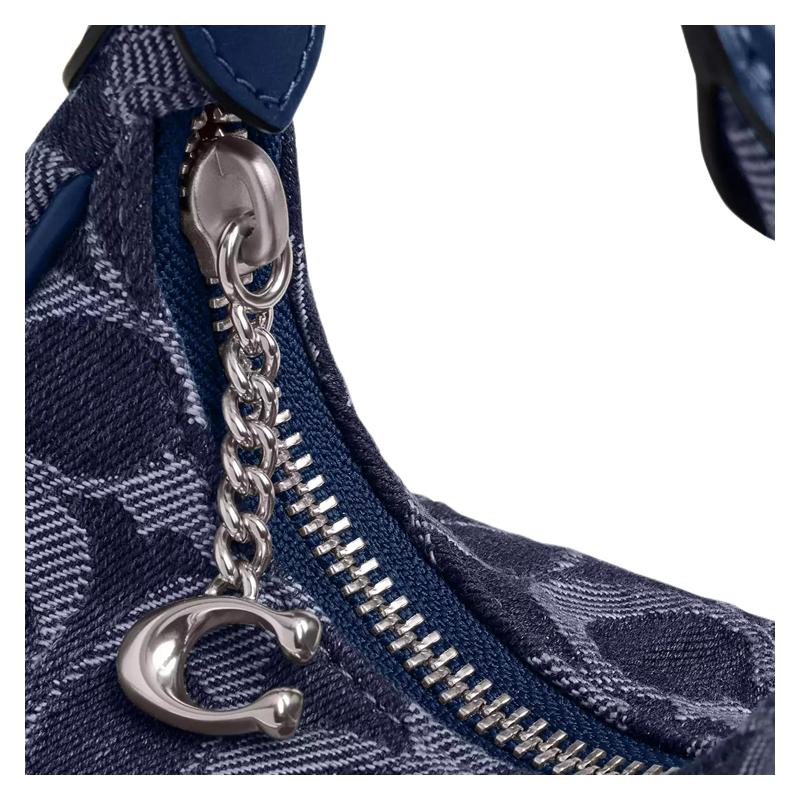 Coach JONIE 15 Logo Print Silver Hardware Signature Denim Shoulder Crossbody Tote Mini Women's Blue
