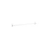 Adhesive, retractable towel rack for bathroom doors. Adjustable width: 44.5-80cm (drying width: 41-76cm). Weight capacity: 1kg. Perfectly shaped for